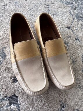 Men’s Donald J. Pliner Two-Tone Beige & Tan Leather Loafers size 8.5